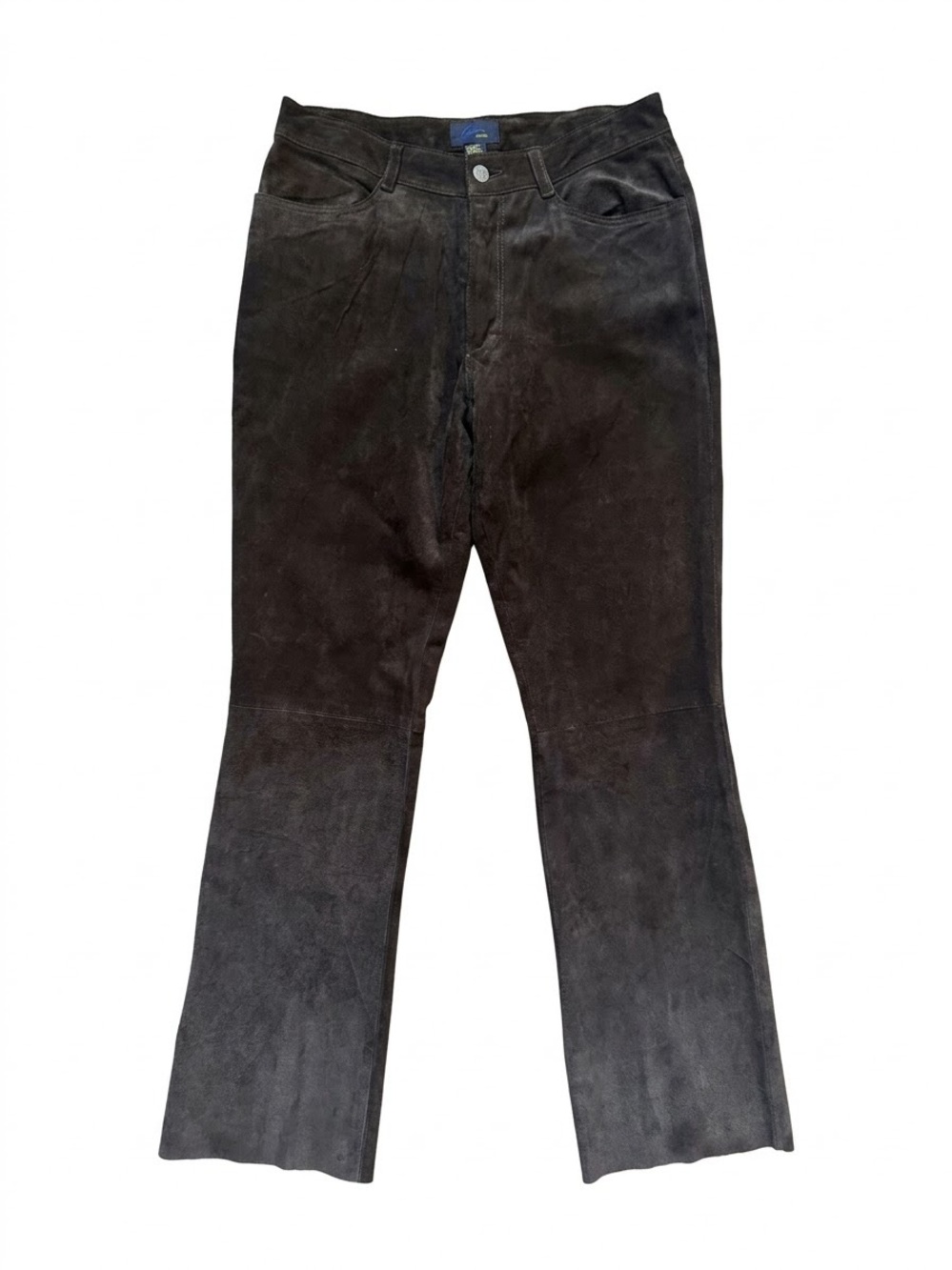 Jou Jou Skins Dark Brown Vintage Leather Suede Bootcut Jeans-C10